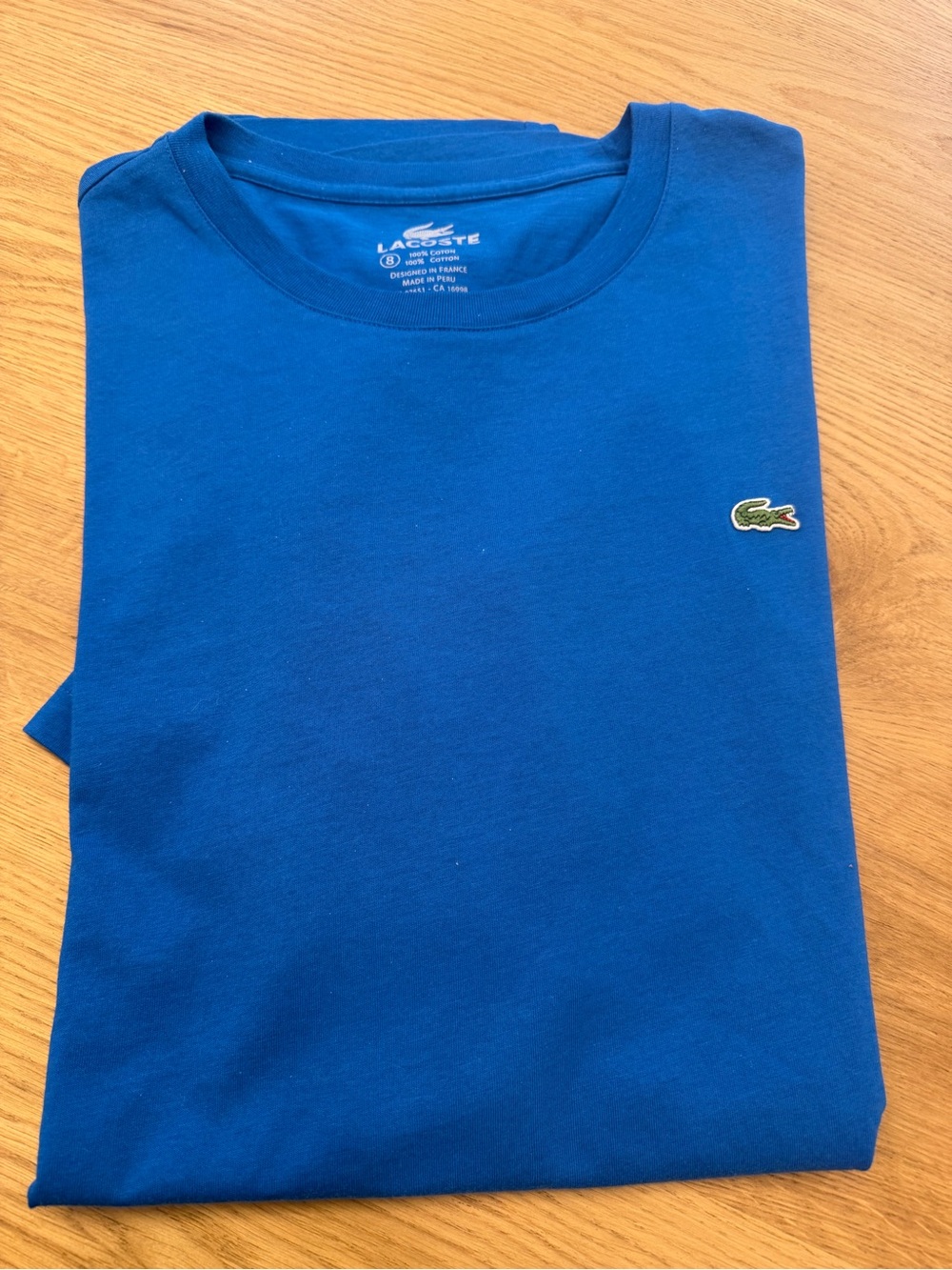 Lacoste Crewneck T-Shirt in Bright Blue 100 % Prima Cotton with Signature logo 🐊